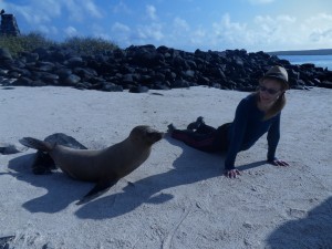 Here I am teaching yoga to a sea lion.