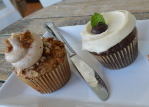 salted caramel and chocolate mint ganache cupcakes at Bloom