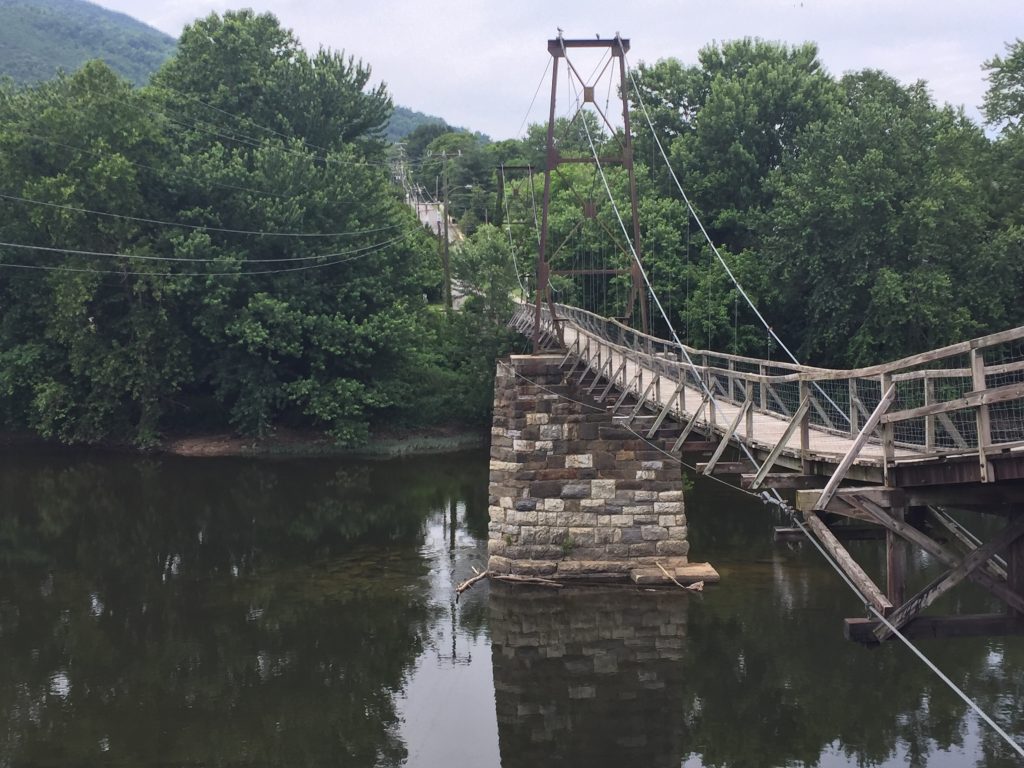Old suspension bridge in Buchanan over the James River