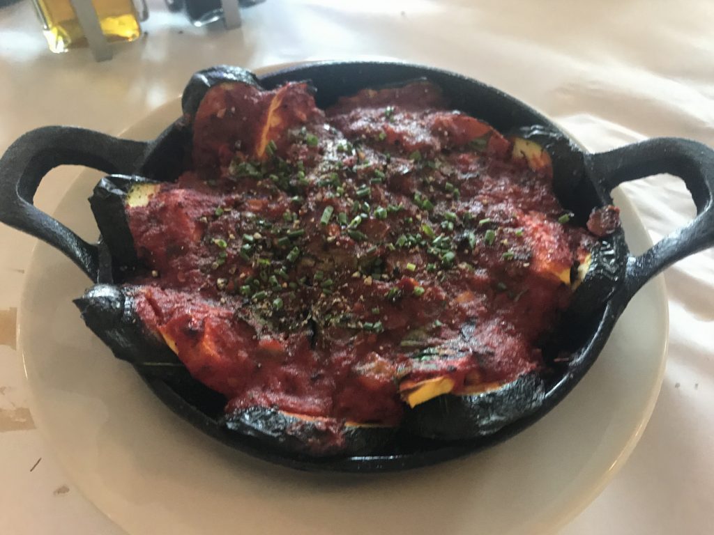 Ratatouille in a hot skillet at Salty's