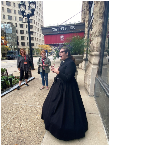 Anna Lardinois leading a Gothic Milwaukee ghost tour