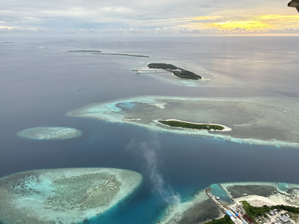 Aerial view of Maldives islands
