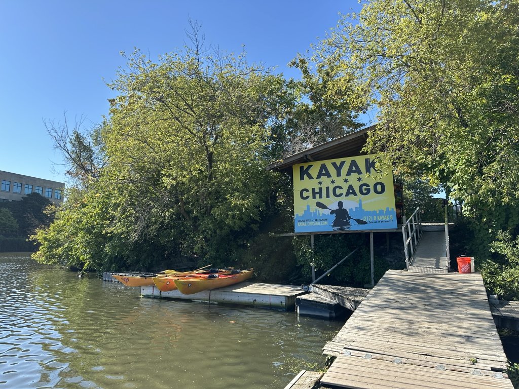Kayak Chicago's launching dock on the Chicago River.